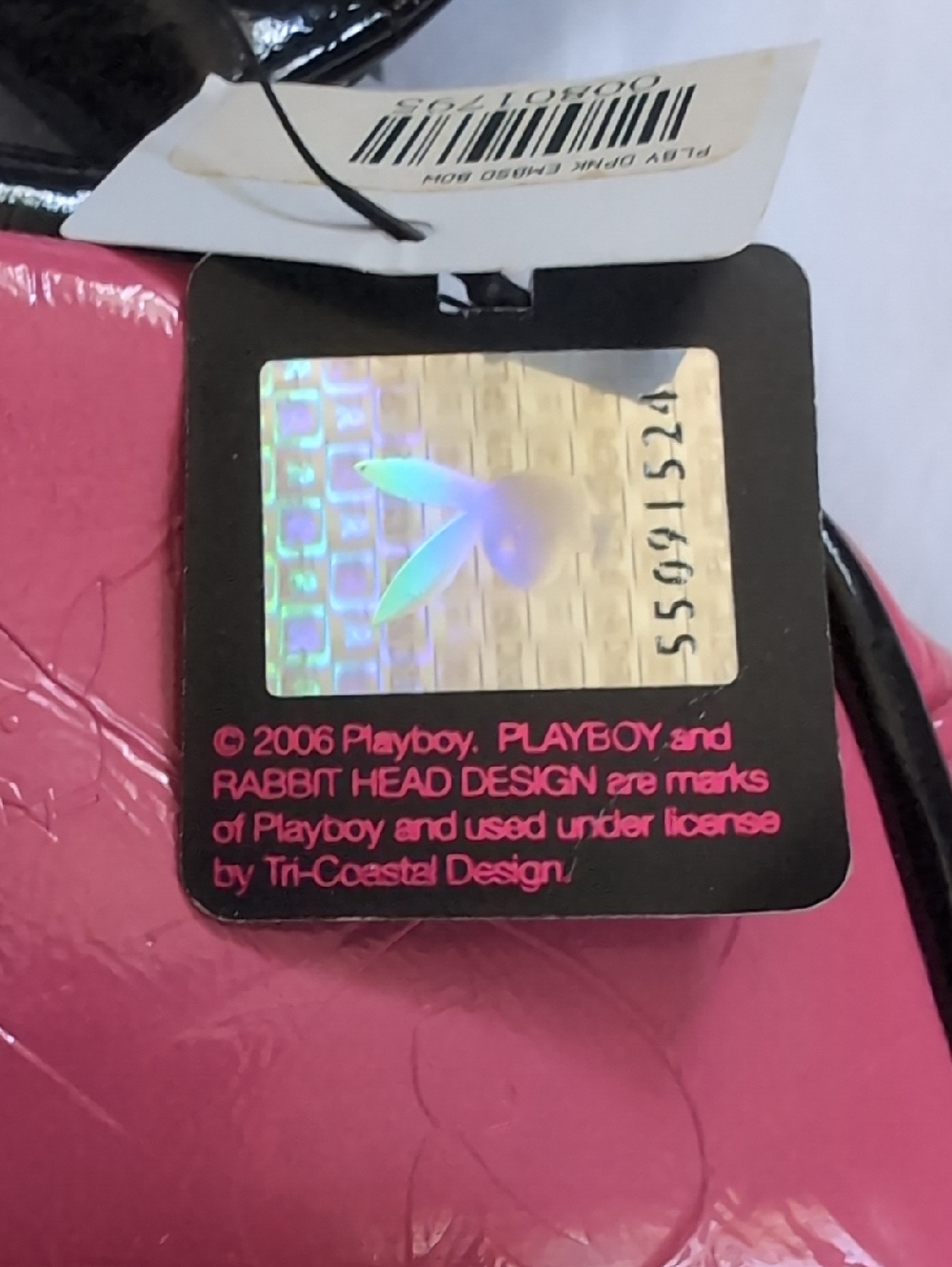 2006 Vintage PLAYBOY Pink Patent Shoulder Bag with Black Trim - Picture 8 of 8